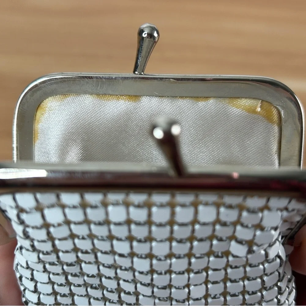 Cigarette Case or Eyeglass Case White Metal Mesh Props Retro